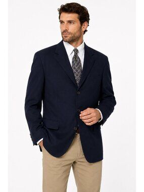 vintage 90s  SAMUELSOHN jacket blazer sport coat blue 46L wool cashmere business